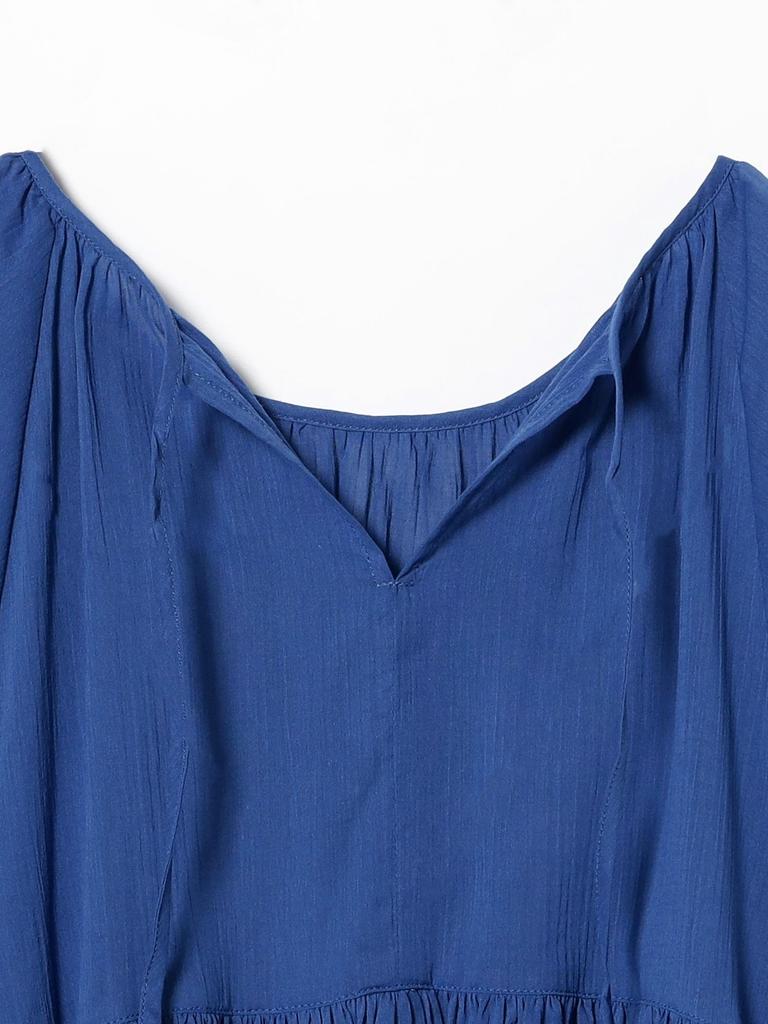 B:MING LIFE STORE by BEAMS Women's 2-Way Gathered Blouse (Sizes S-M) in Blue, Size S