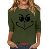3/4 Sleeve Tops For Women T-Shirt Casual Christmas Print Tops T Shirt Round Neck Pullover Blouse