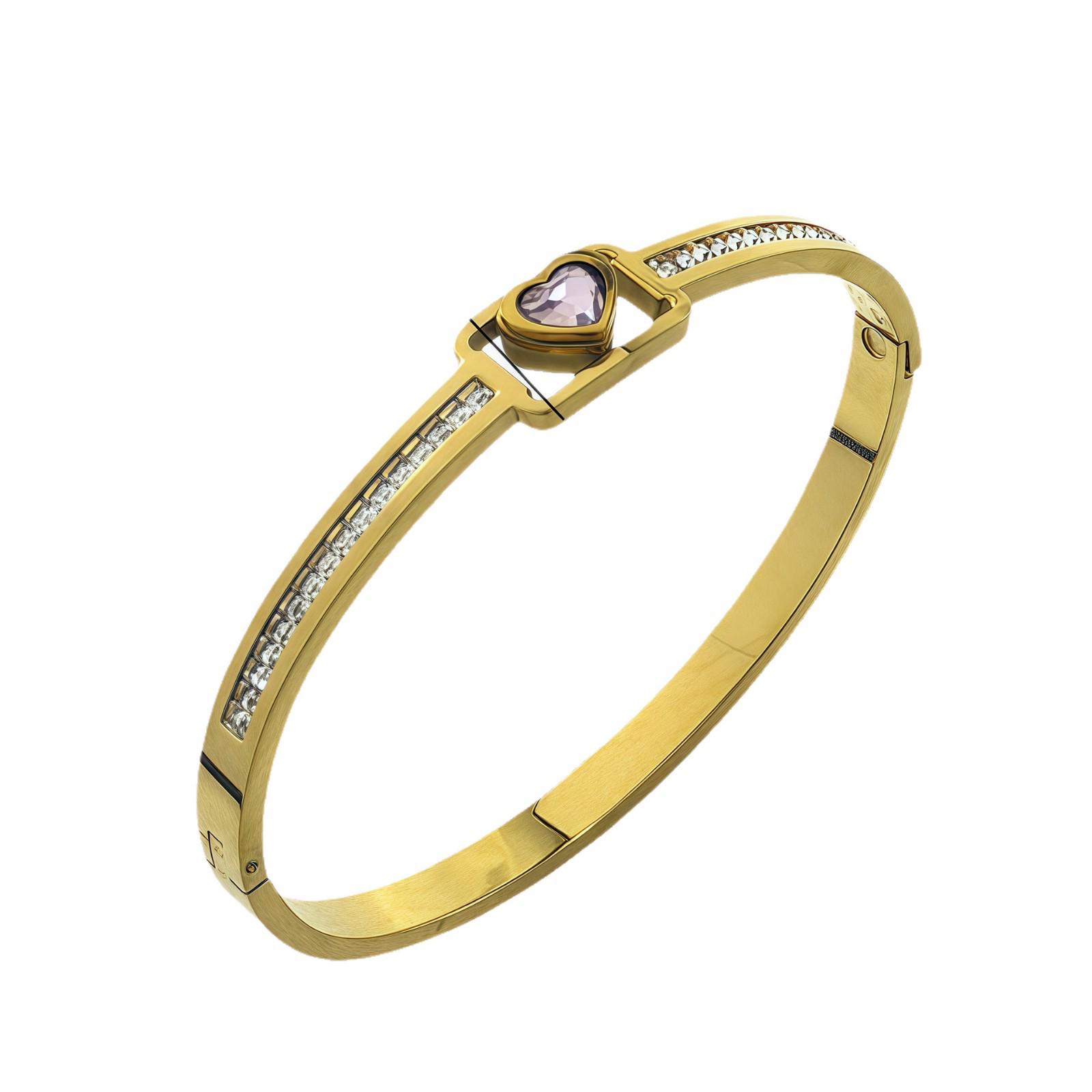 Браслет-сердце для женщин - Элегантный дизайн из нержавеющей стали, европейский и американский, Роскошные украшения высокого класса. Model 022 Gold