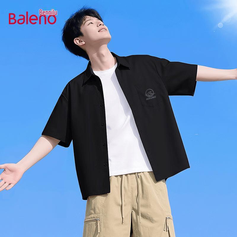 Baleno Men s Wave Print Breathable Short Sleeve Shirt 3XL
