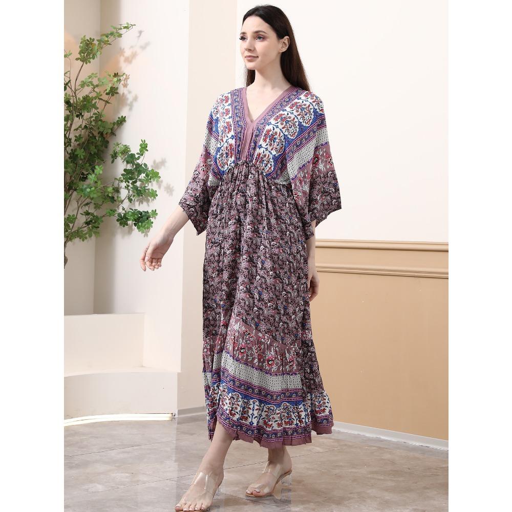 Printed Dress Loose A Pendulum Dress Beach Blouse Holiday Dress