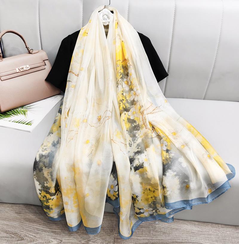 Spring Silk Sunscreen Scarf: Lightweight Women's Shawl for Outdoor Travel & Beach