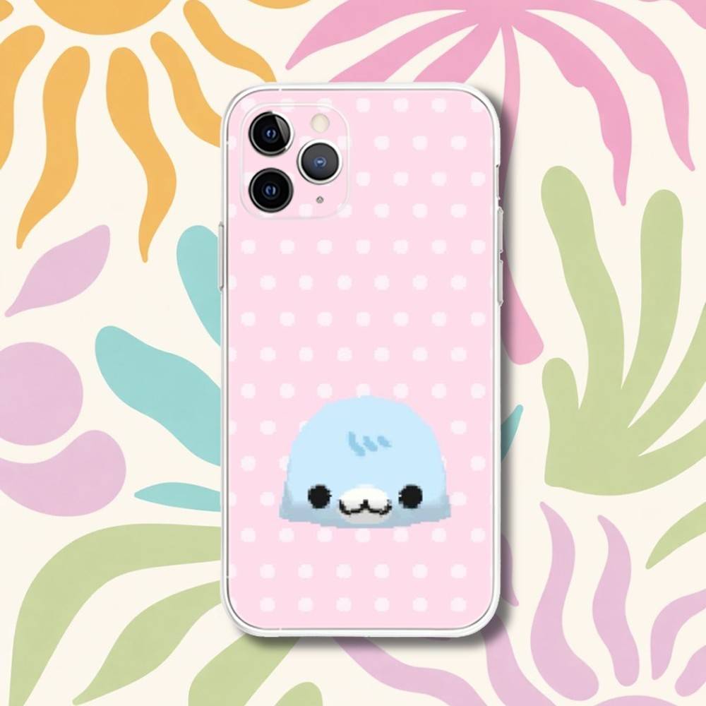 Cute M-Mamegoma Seals Transparent Phone Case For iPhone 17,13,15,12,11,14,16 Pro Max Mini 7,8 Plus SE4,17E Air Cover Fundas