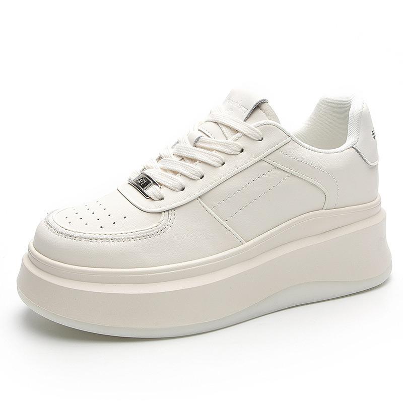 Leather little white shoes women's spring new board shoes women's fashion versatile platform girls' casual sports shoes