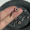 Heart Wing Ear Bone Nail Sparkling Rhinestones Cartilage Studs Earrings Handmade Ear Jewelry For Women Daily Wear