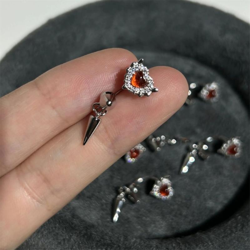 Heart Wing Ear Bone Nail Sparkling Rhinestones Cartilage Studs Earrings Handmade Ear Jewelry For Women Daily Wear