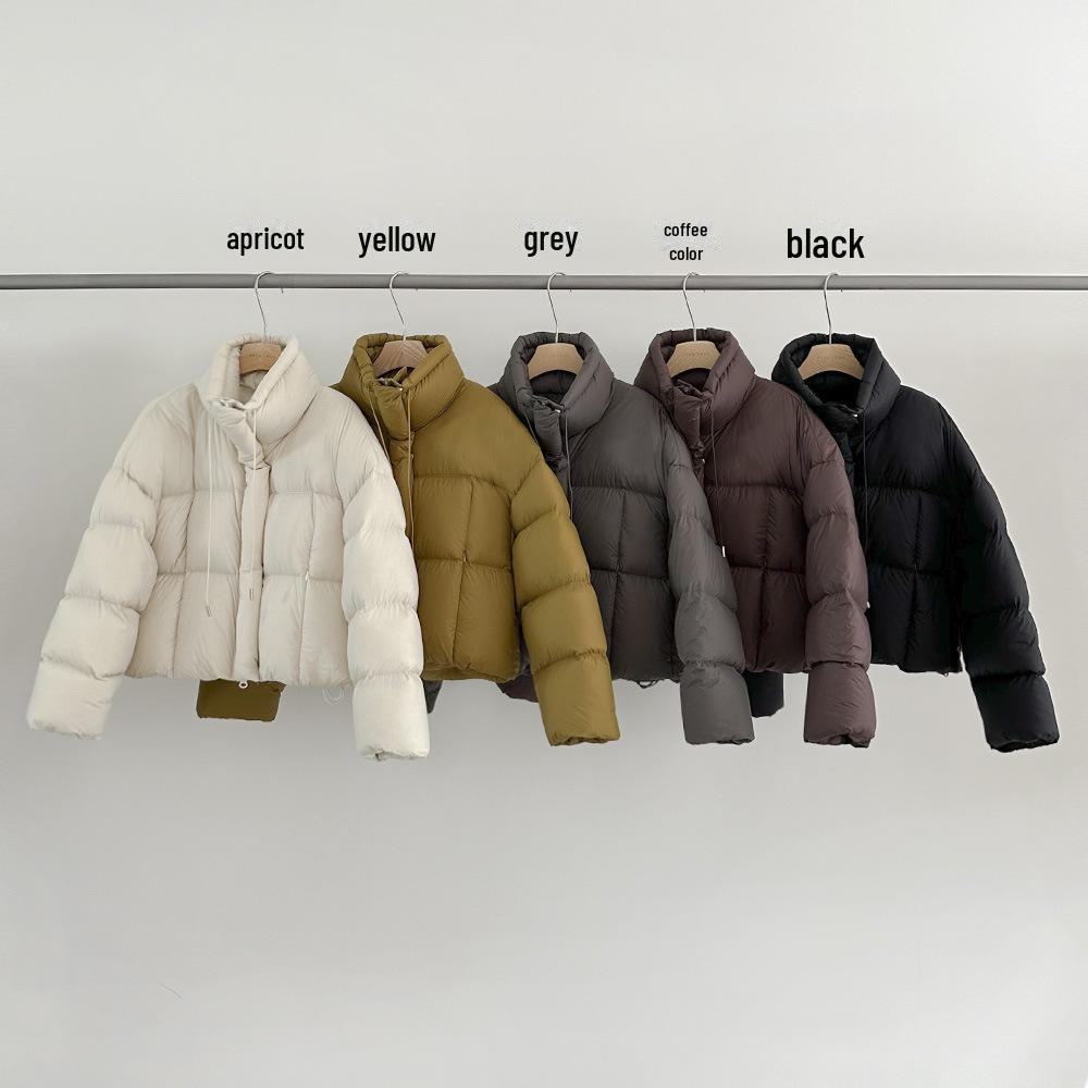 

Женская зимняя короткая куртка на утином пуху с воротником-стойкой - корейский стиль One Size абрикосовый