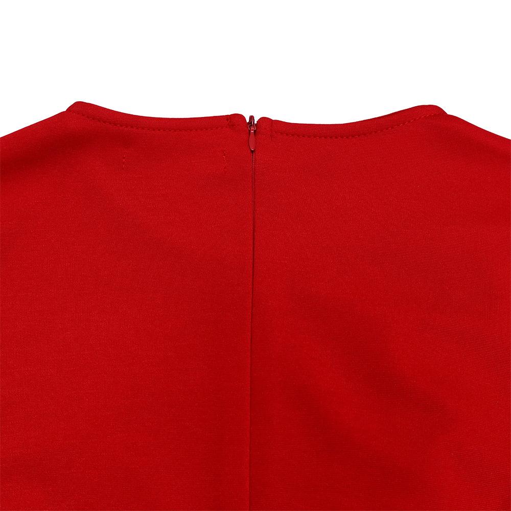 JKASHDK Abiti casual a vita alta con scollo a maniche lunghe con stampa tinta unita primavera autunno moda donna