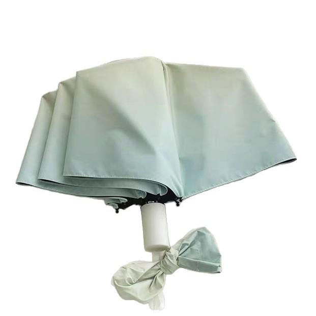 Salt-Style Gradient Blue Automatic Folding Umbrella: Dual-Use for Rain or Shine with Black Glue Sunscreen