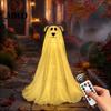 Statue de Chien Effrayante pour l'Extérieur Fantôme Illuminé Décoration d'Halloween, Fonctionne à Piles Autoportante Décorations d'Horreur Adaptées aux Familles avec Télécommande