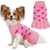 Small Dog Sweater Dress Heart Puppy Sweater Dog Knitted Clothes with Leash Hole Turtleneck Pullover Warm