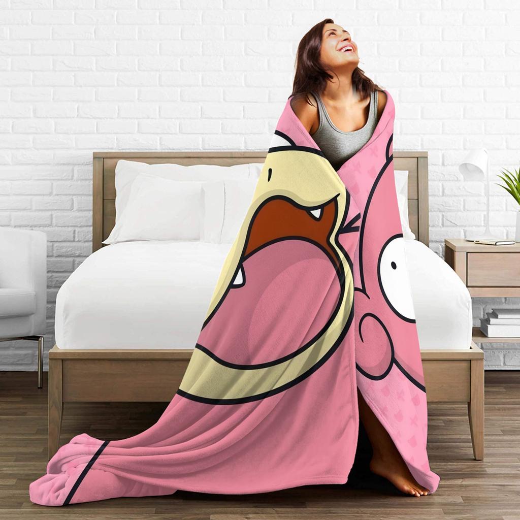 Slowpoke Cartoon Flannel Blanket  Super Warm Throw Blanket for Couch Bed Airplane Travel Fashion Bedspread Sofa Bed Cover