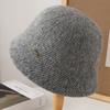 Solid Color Advanced Sense Metal Standard Cashmere Blended Bucket Hat Thickened Warm Versatile Knitted Temperament Basin Hat