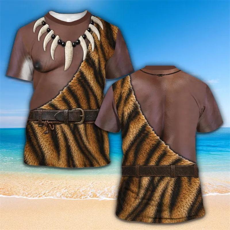 Maglietta Fantasia Muscoli Finti 3D Nuova Stampa Torso Muscoloso Hawaiano Floreale Tropicale Bikini Uomo Donna Halloween Top Casual