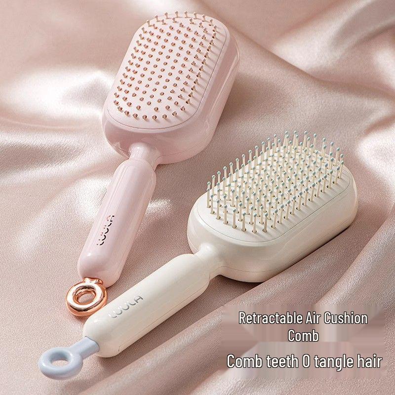 Portable Retractable Massage Comb with Anti-static, Fluffy Detangling Cushion