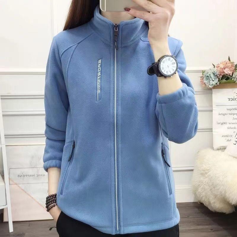 Womens Autumn Winter Fleece Jacket Thick Warm Coat Stand Collar Cardigan Outdoor Sports Hoodie