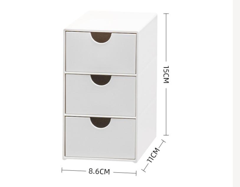 

3-Tier Stackable Plastic Storage Box Drawer Rack White Office Home Organizer Multi-Purpose Shelf Desk Organization with Handles
