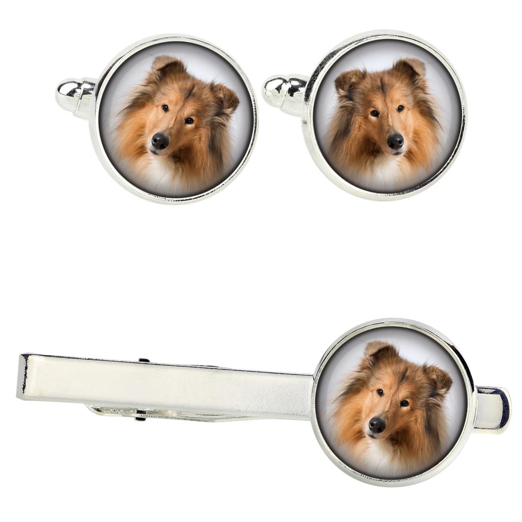 Collie Rough, Long-Haired Collie - cufflinks and tie with your photo, a suit decoration, men's jewelry from the Art-Dog brand.