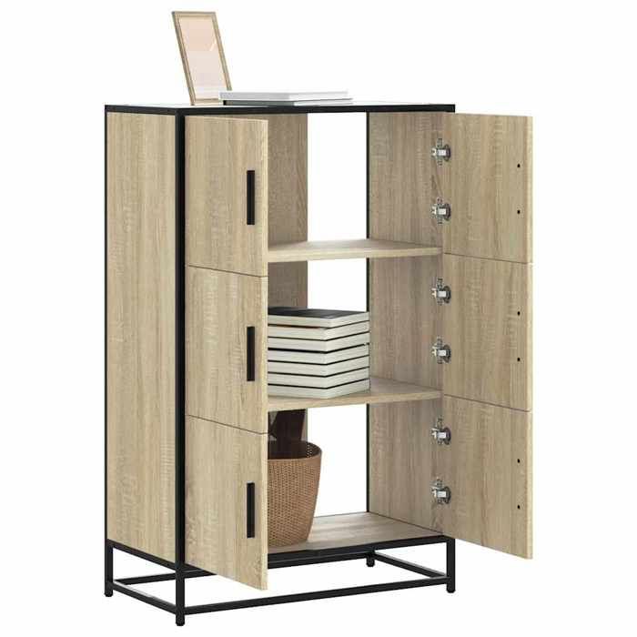 VidaXL Buffet haut chêne sonoma 68x35x106,5 cm bois ingénierie métal, armoire latérale, armoire de rangement haute, vitrine 849070