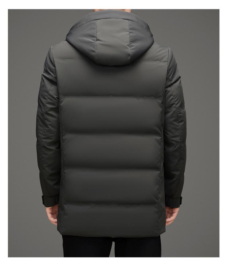 Daqiumen Men's 2025 Winter Mid-Length Hooded Down Jacket