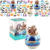 Set di Figure di Squali Delfini Pinguini Animali Marini Giocattolo in PVC per Bambini Educazione e Gioco