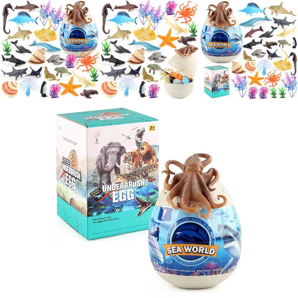 Set di Figure di Squali Delfini Pinguini Animali Marini Giocattolo in PVC per Bambini Educazione e Gioco