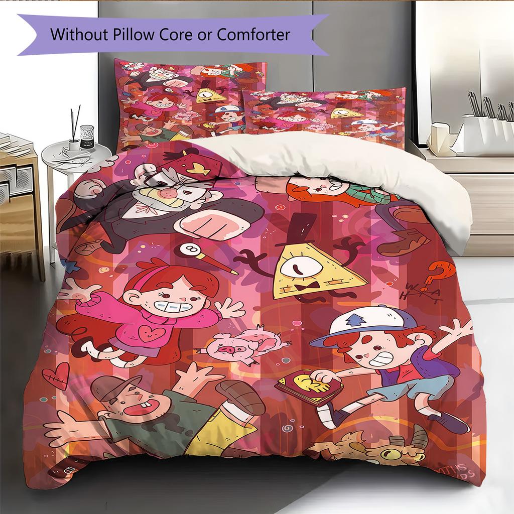 Gravity Falls  Pattern Bedding Quilt Set Quilt Cover Pillowcase Home Decoration Birthday Gift (1 * Duvet Cover + 2 * Pillowcase, Without Core)