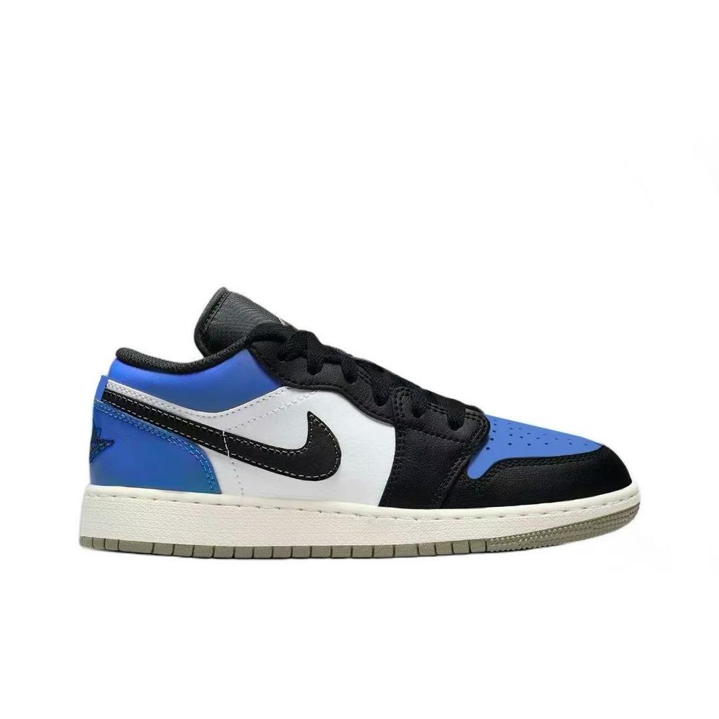Jordan Air Jordan 1 Little Lightning Leather Abrasion Resistant Abrasion Resistant Low Top Vintage Basketball Shoes 553558-092(Team1119-)