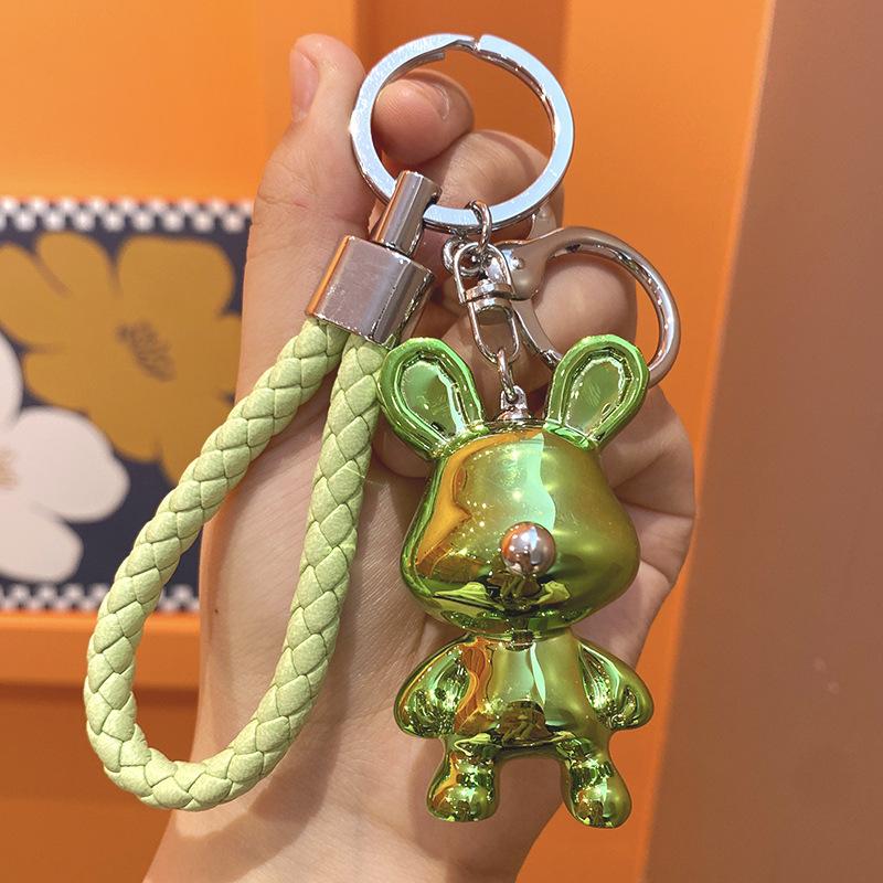 

Spring Green Series Electroplated Bear Keychain Fashionable Men S Car Key Chain Exquisite Rabbit Schoolbag Pendant Key Ring