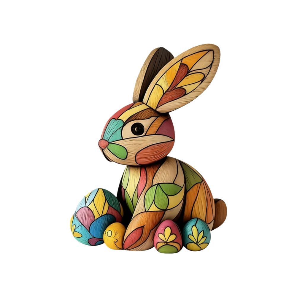 

Flat Wooden decoration Adorable Easter Bunny Statue: Perfect Decoration for Spring Celebrations