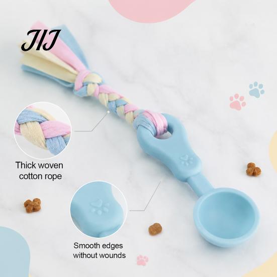 Macaron Color Dog Toy Molar Chewing with Rope, TPR Spoon Head Durable Woven Dental Cleaning Knot Training Toy, Colors Teeth Interactive Pet Tug of War