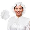 3 Pcs Colonial Apron Pilgrim Costume Set Colonial Costume Set White Mobs Caps Half Apron for Girl Maid Costume Cosplay