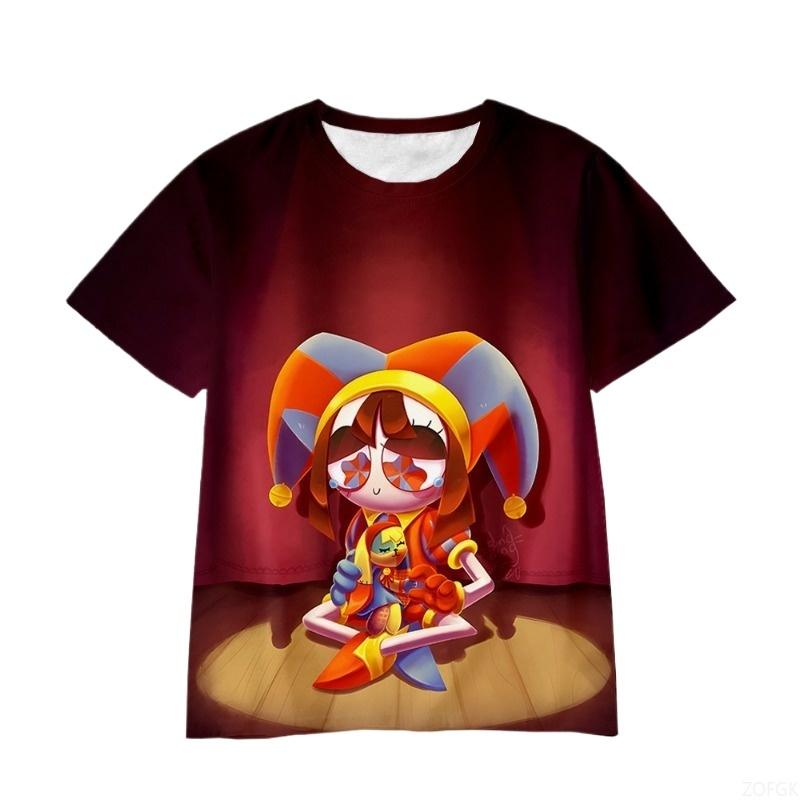 Trendiges Mädchen Zirkus Serie Kurzarm Casual Rundhals T-Shirt Sommer Kinderbekleidung