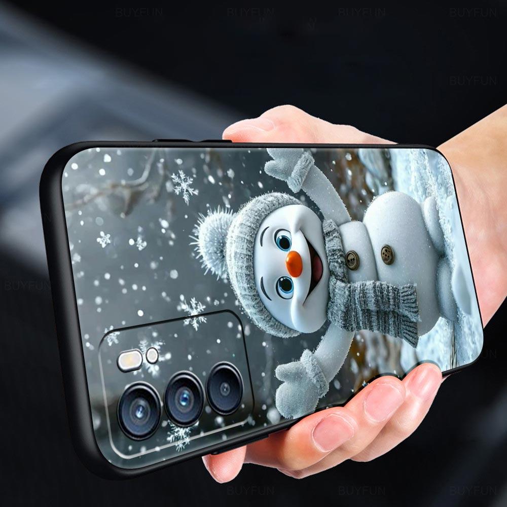 Christmas Snowman Phone Case For Oppo A17 A31 A54 A57 A78 A79 A98 Find X5 X6 Reno 6 7 8 10 11 12 13 F Pro 5G Soft TPU Cover Bags