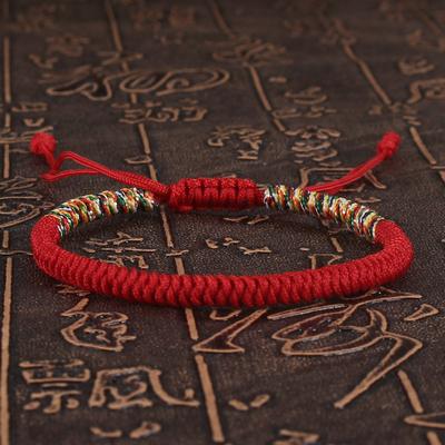 Tibetský buddhistický šťastný náramek Unisex Pletený Červený provázek Lana Nastavitelný King Kong uzel Náramky pro Ženy Muže Náramky Šperky