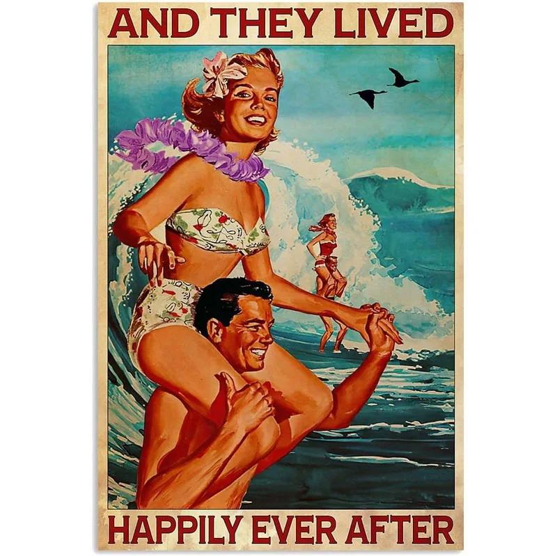 Plaques Metal Tin Sign Beach Holiday Surfing Wall Signs Art Decoration Vintage Tinplate Poster Bar Garage Garden Decor Plates