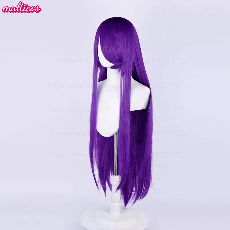 Hoge Kwaliteit Anime 100cm Lang Recht Cosplay Pruik Zwart Wit Rood Roze Bruin Goud Blauw Blond Paars Hittebestendig Haar Pruiken purple