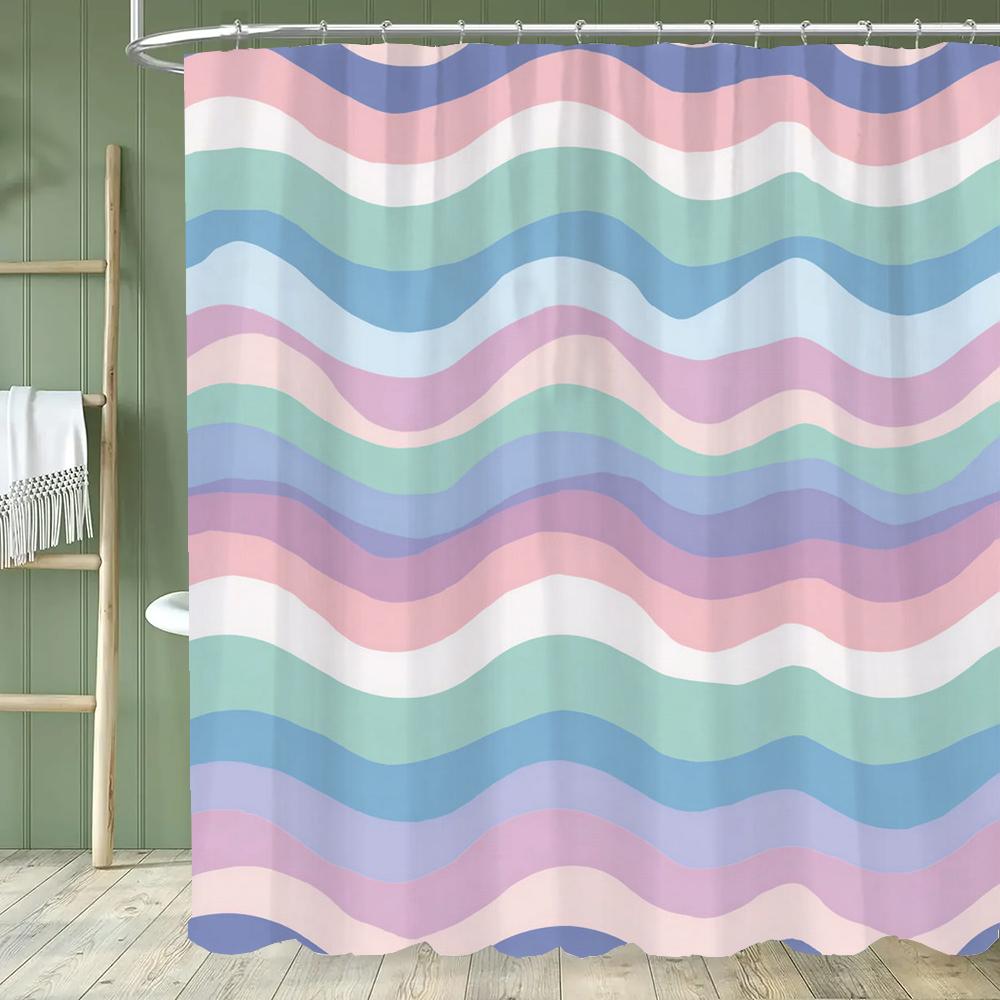 Simple Colorful Lines Modern Fashion Pattern Shower Curtain Home Decoration Creative Personalized Shower Curtains