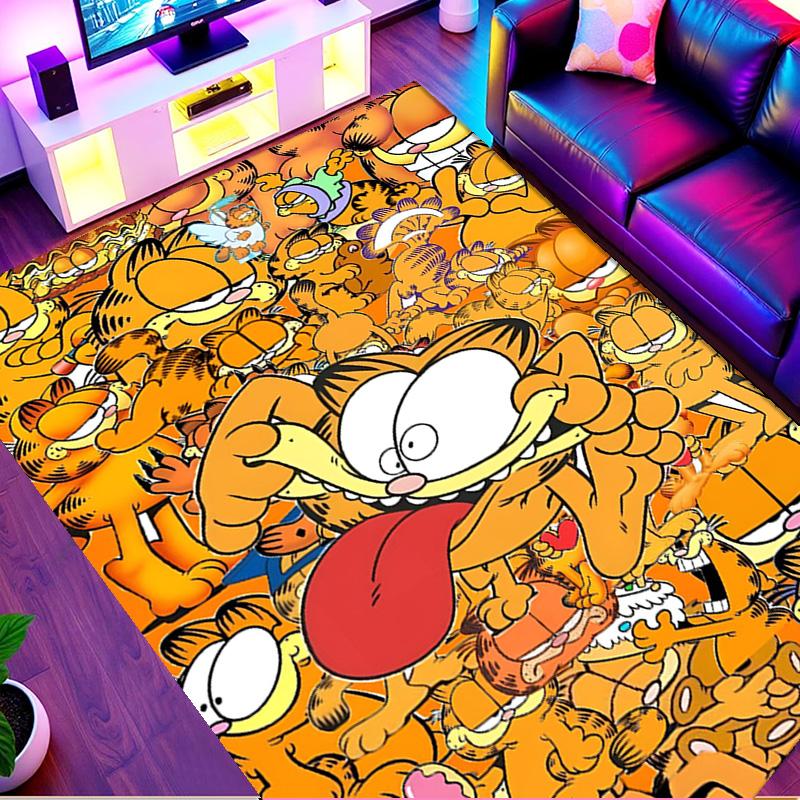 Tapete Estampado Garfield, Carpete de Chão Lavável, Para Entrada Quarto de Estudante Lavanderia Escritório Estudo, Decoração de Casa Presente de Aniversário Natal