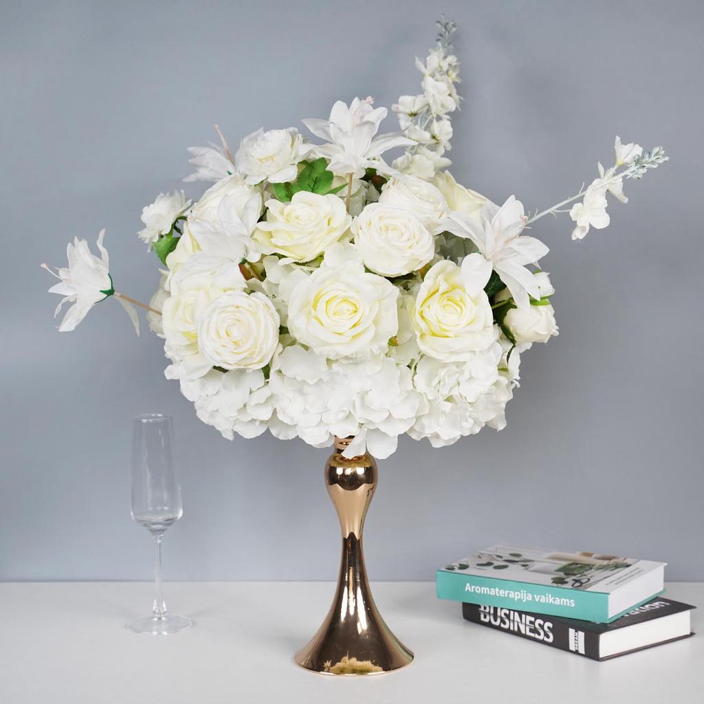 Uflower Silk Flower Ball Centerpiece Decor Artificial Wedding Backdrop Road Lead Floral Table Decoration for Events And Parties