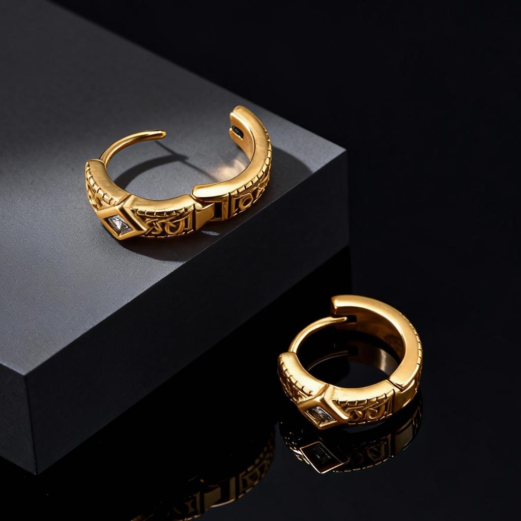 Unique Rhombus Stainless Steel Hoop Earrings, Vintage Punk Silver Gold Color Small Earrings, Gothic Trendy Jewelry for Men
