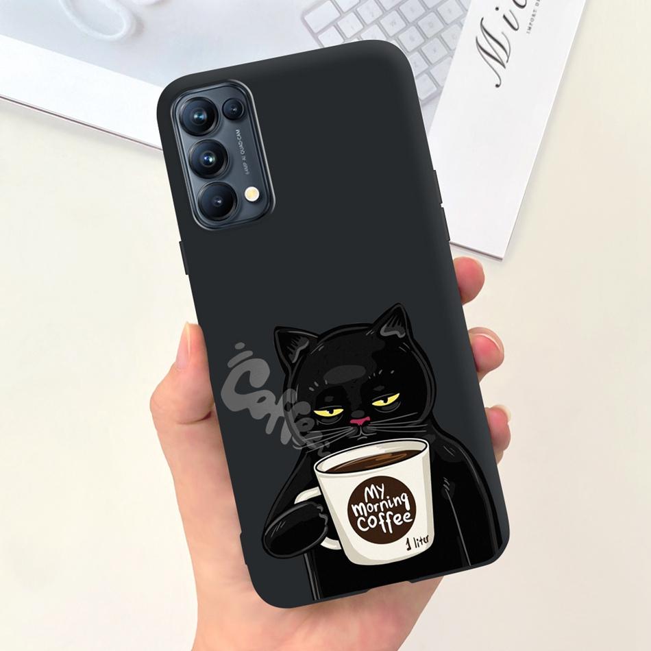 For OPPO Reno5 Pro 5G 4G Reno5 Phone Case Reno 5 5Pro CPH2201 CPH2145 Cute Cat Cartoon Candy Color Soft Silicone TPU Back Cover