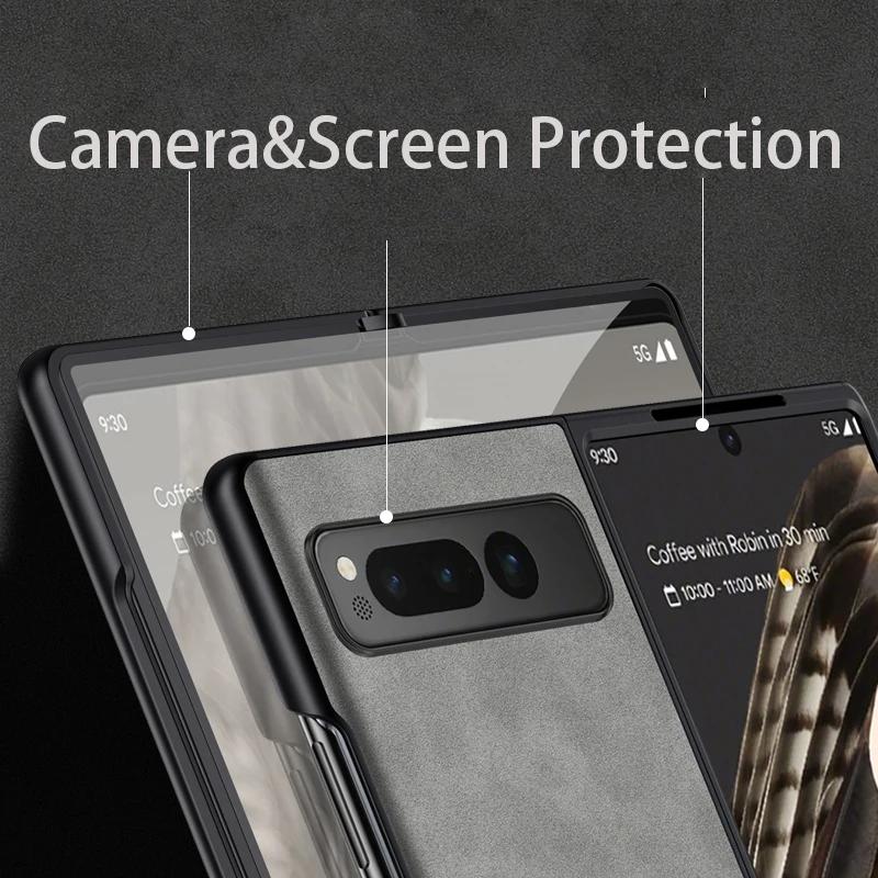Luxury Leather Matte Skin Feel Phone Case for Google Pixel Fold2 Fold Shockproof Anti-fingerprint PU Fashion Silicone Soft Cover