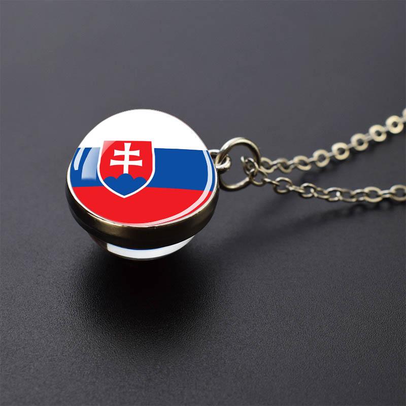Countries Flag Glass Ball Necklace Russia France Spain UK Italy Poland Ukraine Flag Pendant Necklace Travel Gift
