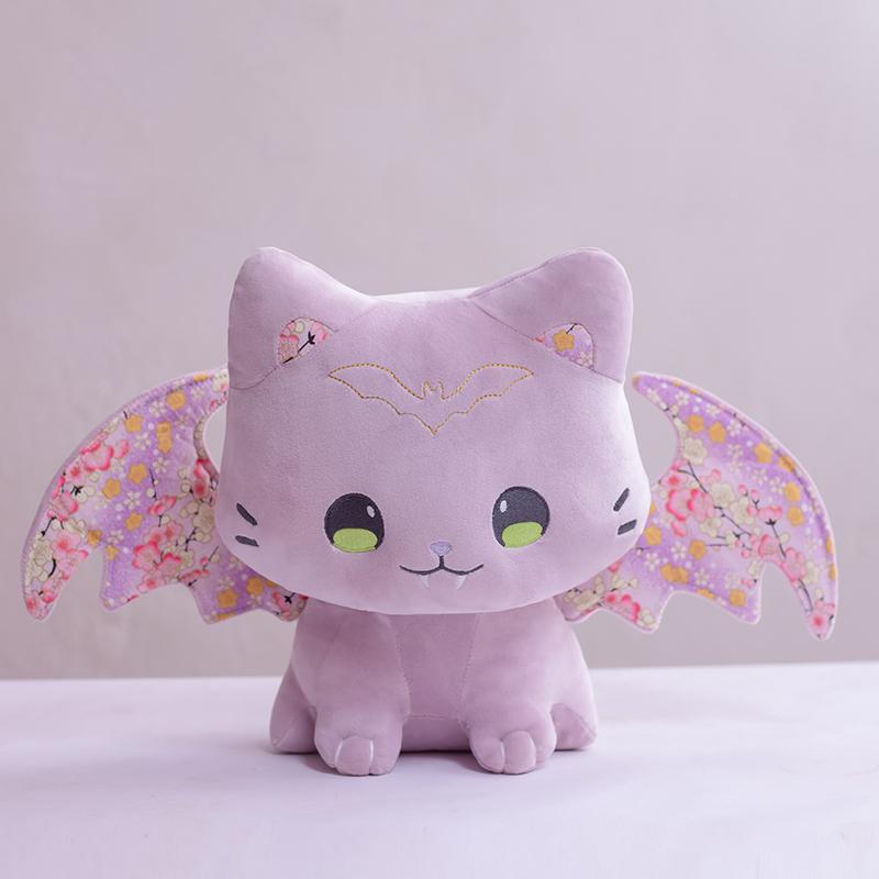 1440Cm Sakura Bat Wings Cat Plush Toy Japanese Style Cartoon Big Eyes Cute Kitten Stuffed Dolls Sweet Gift For Girl
