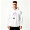 Men's Anime Character Print Pullover Hoodie Casual Long Sleeve Light Purple Graphic Sweatshirt