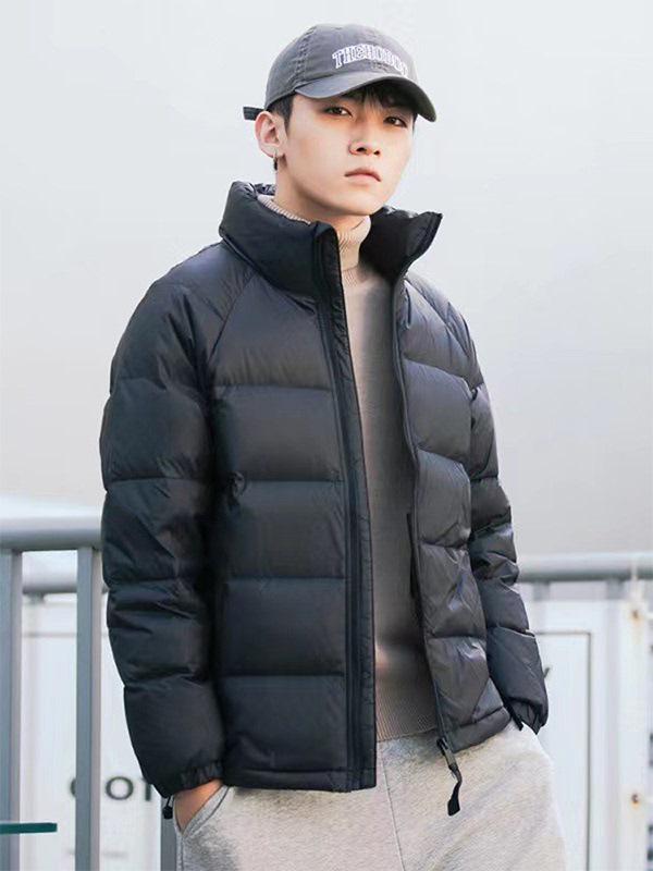 Men's 2025 Black Stand Collar Lightweight White Duck Down Jacket - Youth Thickened Short Outerwear