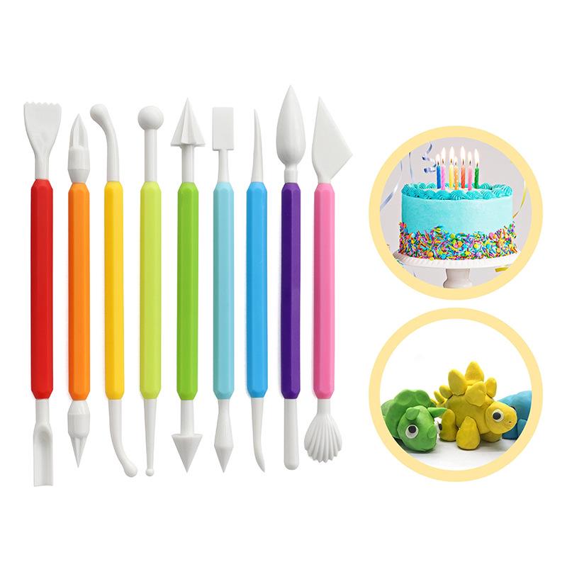 9-Piece Colorful Pottery Sculpting & Modeling Tools Set with 18 Heads