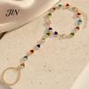 Gold Plated Bracelet Hand Chain with Ring for Women, Colorful Heart Shaped Two-in-one And Faux Crystal Healing Jewelry, Gifts Best Friend Sister Wrist