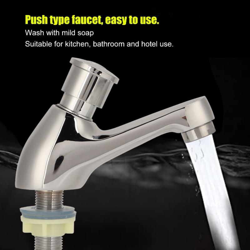 Time Delay Silver Faucet Single Tube Cold Water Basin Taps G1/2 Thread For Home Kitchen Bathroom Hotel